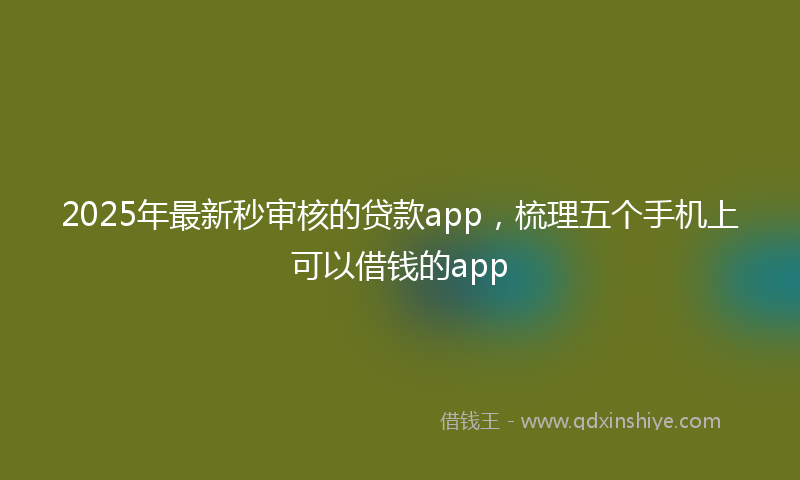 2025年最新秒审核的贷款app，梳理五个手机上可以借钱的app
