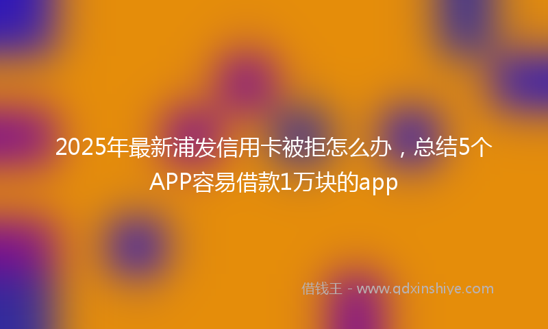2025年最新浦发信用卡被拒怎么办，总结5个APP容易借款1万块的app
