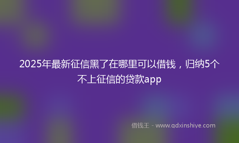 2025年最新征信黑了在哪里可以借钱，归纳5个不上征信的贷款app