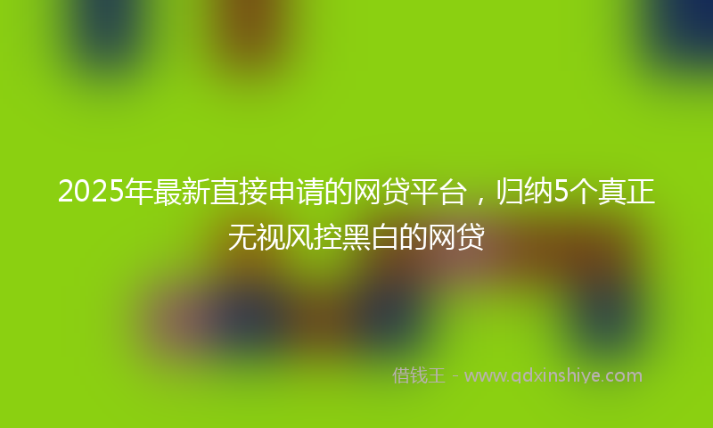 2025年最新直接申请的网贷平台，归纳5个真正无视风控黑白的网贷