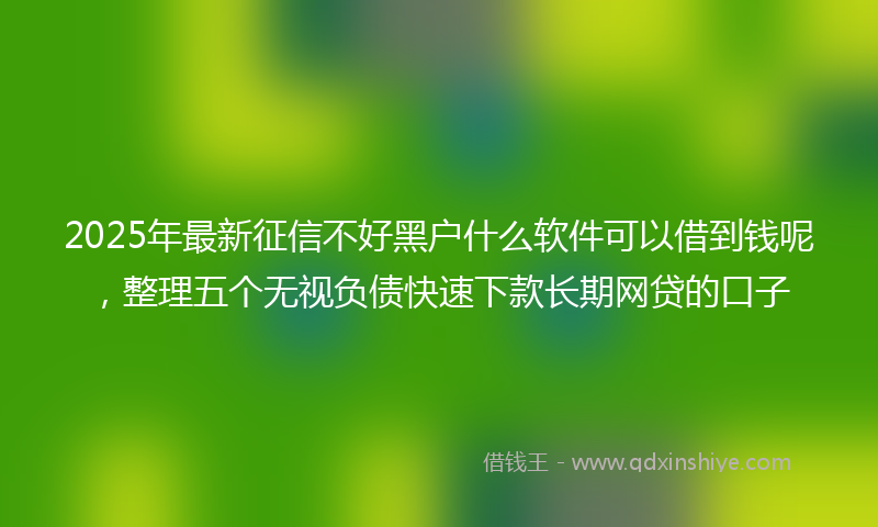 2025年最新征信不好黑户什么软件可以借到钱呢，整理五个无视负债快速下款长期网贷的口子