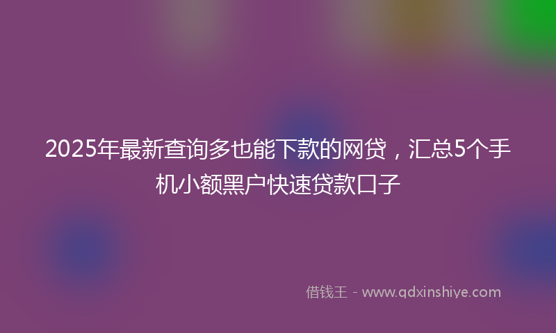 2025年最新查询多也能下款的网贷，汇总5个手机小额黑户快速贷款口子