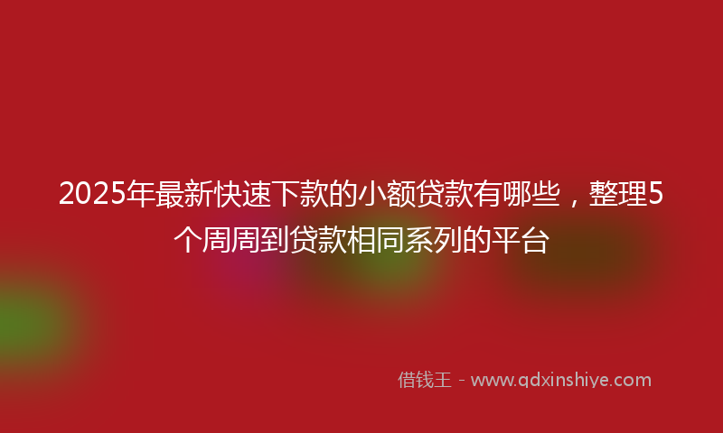 2025年最新快速下款的小额贷款有哪些，整理5个周周到贷款相同系列的平台