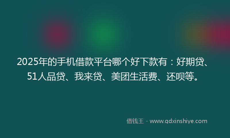 2025年的手机借款平台哪个好下款有：好期贷、51人品贷、我来贷、美团生活费、还呗等。