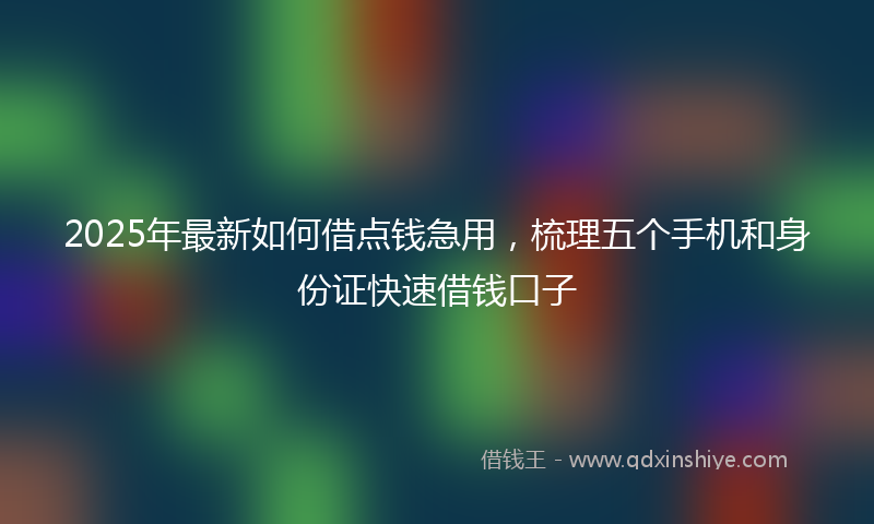 2025年最新如何借点钱急用，梳理五个手机和身份证快速借钱口子