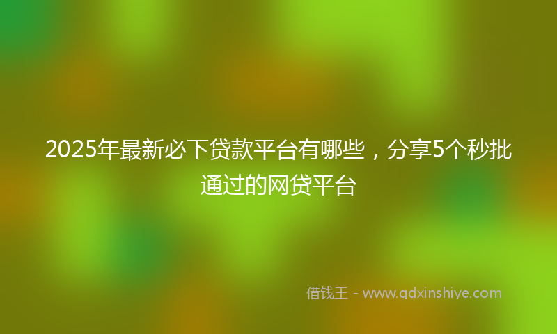 2025年最新必下贷款平台有哪些，分享5个秒批通过的网贷平台