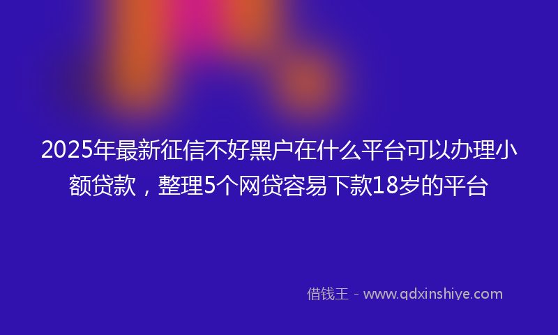 2025年最新征信不好黑户在什么平台可以办理小额贷款，整理5个网贷容易下款18岁的平台