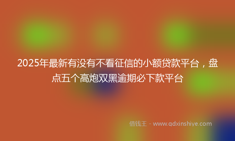 2025年最新有没有不看征信的小额贷款平台，盘点五个高炮双黑逾期必下款平台