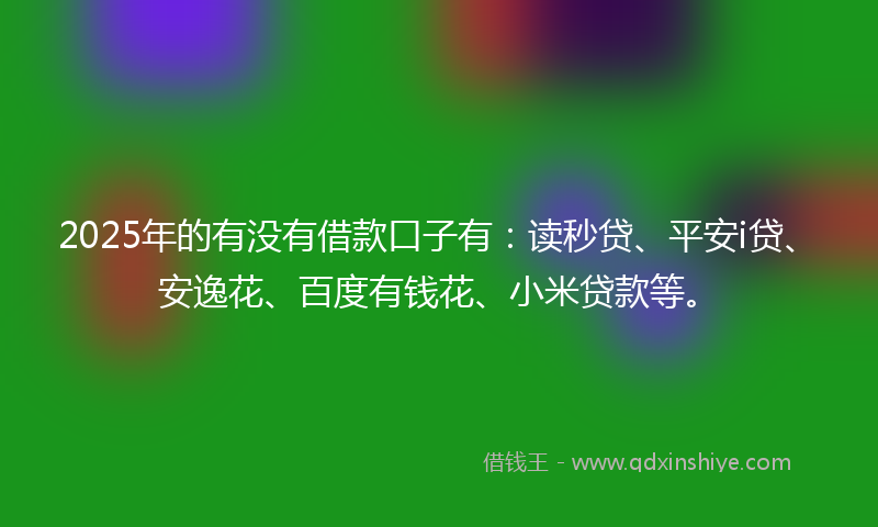 2025年的有没有借款口子有：读秒贷、平安i贷、安逸花、百度有钱花、小米贷款等。
