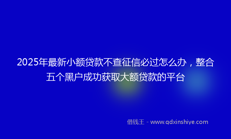 2025年最新小额贷款不查征信必过怎么办，整合五个黑户成功获取大额贷款的平台