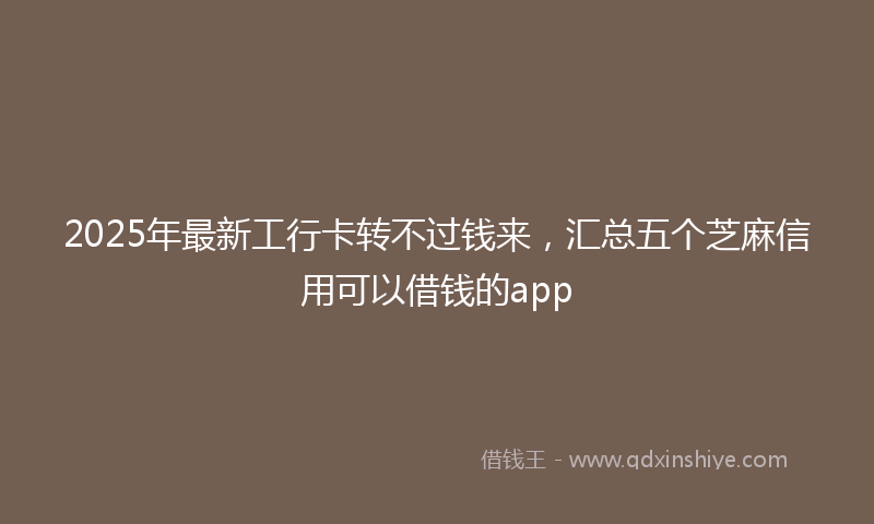 2025年最新工行卡转不过钱来，汇总五个芝麻信用可以借钱的app