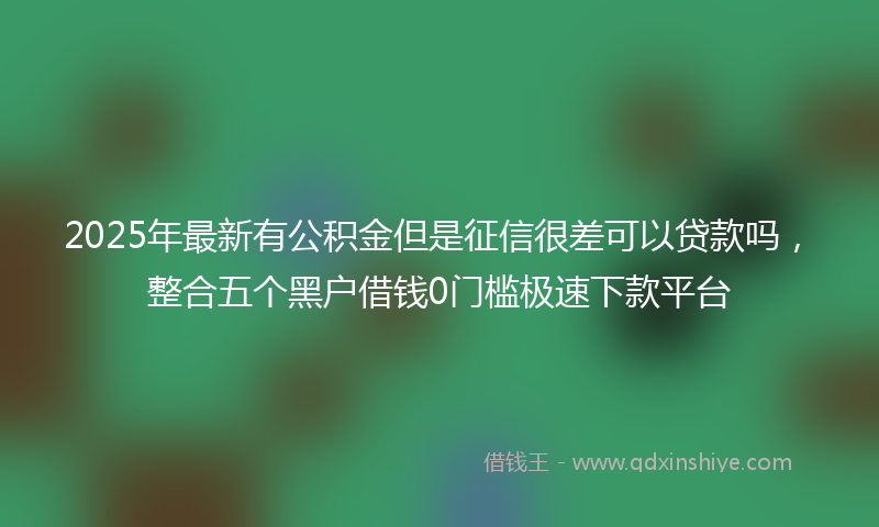 2025年最新有公积金但是征信很差可以贷款吗，整合五个黑户借钱0门槛极速下款平台