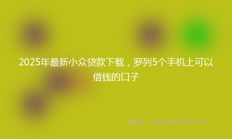2025年最新小众贷款下载，罗列5个手机上可以借钱的口子