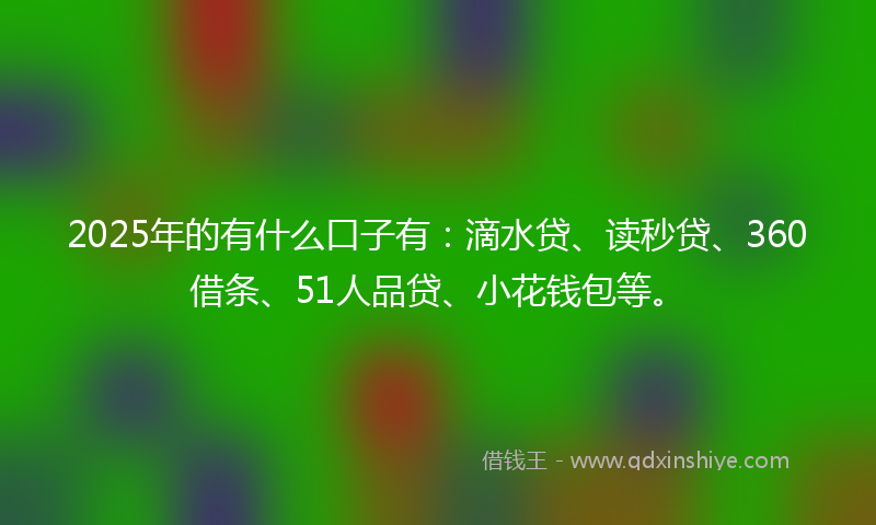 2025年的有什么口子有：滴水贷、读秒贷、360借条、51人品贷、小花钱包等。