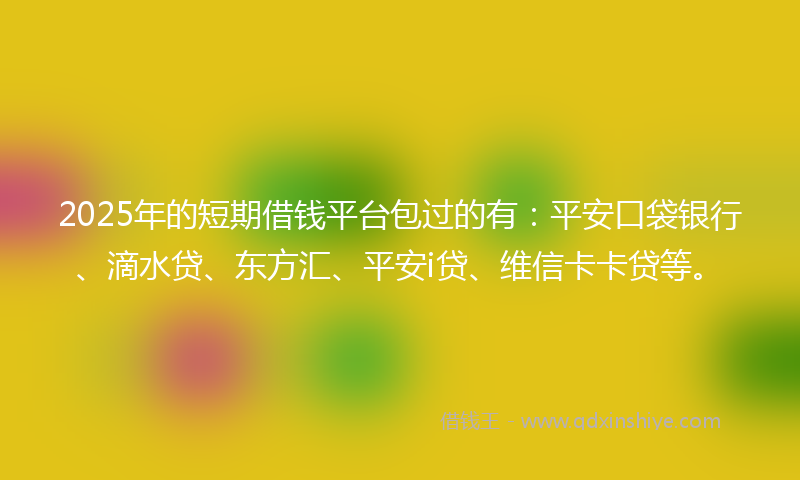 2025年的短期借钱平台包过的有：平安口袋银行、滴水贷、东方汇、平安i贷、维信卡卡贷等。