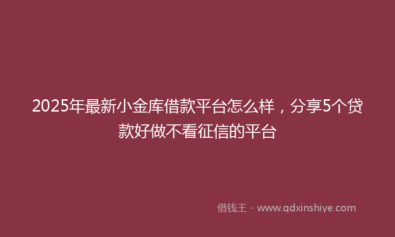 2025年最新小金库借款平台怎么样，分享5个贷款好做不看征信的平台