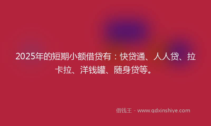 2025年的短期小额借贷有：快贷通、人人贷、拉卡拉、洋钱罐、随身贷等。