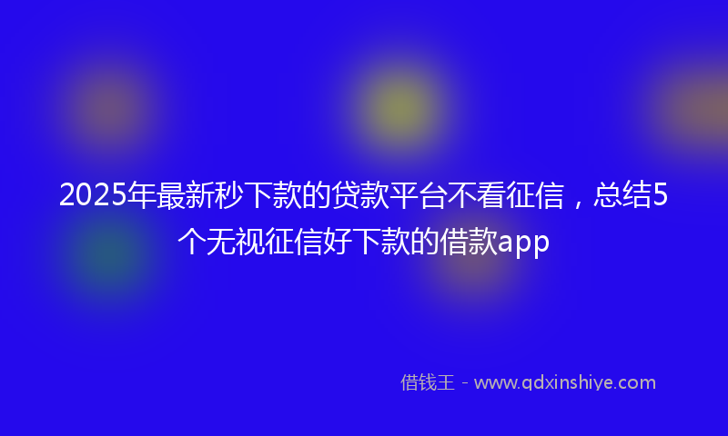2025年最新秒下款的贷款平台不看征信，总结5个无视征信好下款的借款app