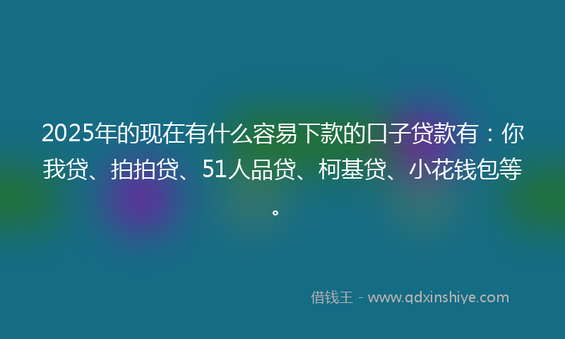 2025年的现在有什么容易下款的口子贷款有：你我贷、拍拍贷、51人品贷、柯基贷、小花钱包等。