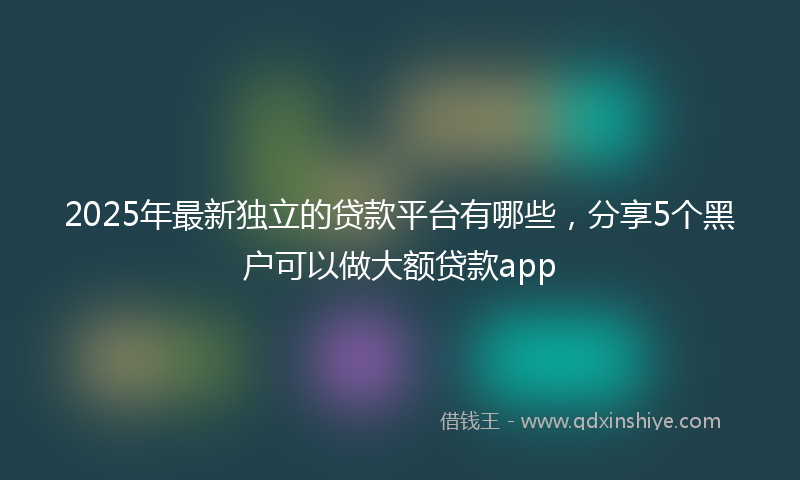 2025年最新独立的贷款平台有哪些，分享5个黑户可以做大额贷款app