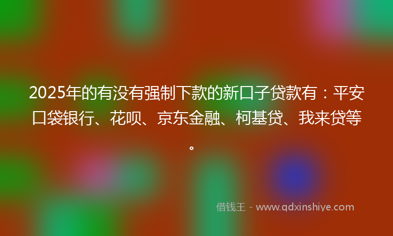2025年的有没有强制下款的新口子贷款有：平安口袋银行、花呗、京东金融、柯基贷、我来贷等。