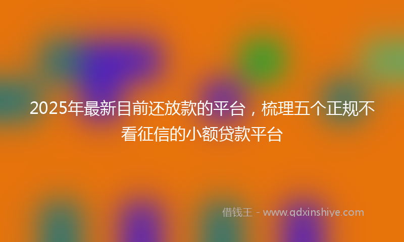 2025年最新目前还放款的平台，梳理五个正规不看征信的小额贷款平台