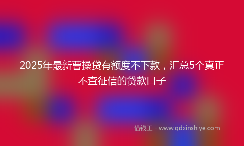 2025年最新曹操贷有额度不下款，汇总5个真正不查征信的贷款口子