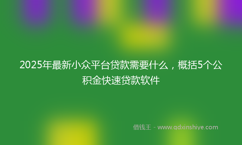 2025年最新小众平台贷款需要什么，概括5个公积金快速贷款软件