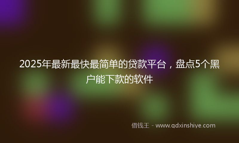 2025年最新最快最简单的贷款平台，盘点5个黑户能下款的软件