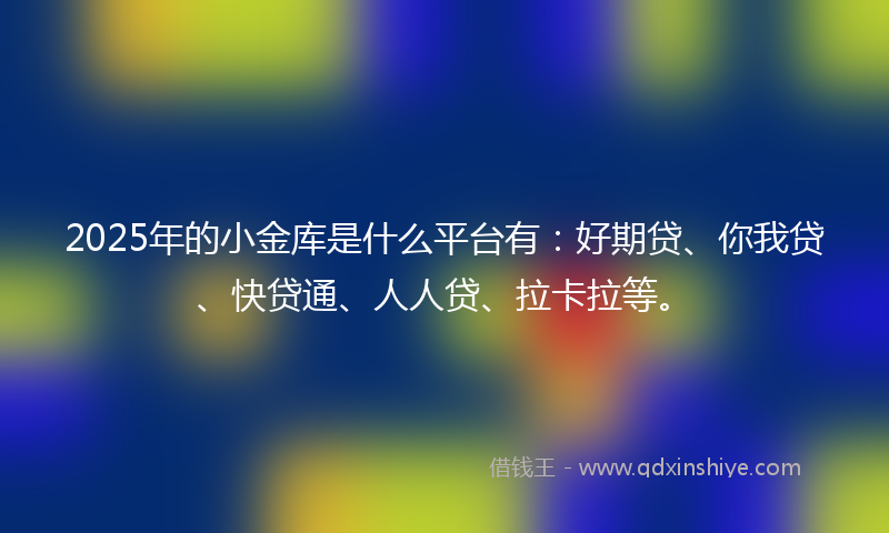 2025年的小金库是什么平台有：好期贷、你我贷、快贷通、人人贷、拉卡拉等。