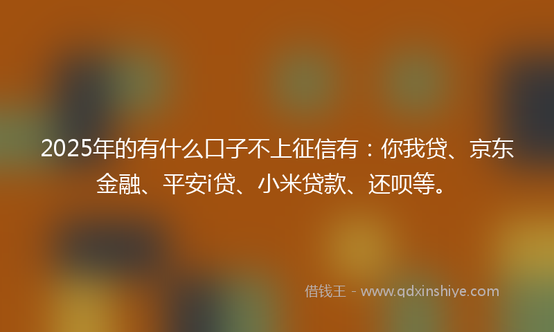 2025年的有什么口子不上征信有：你我贷、京东金融、平安i贷、小米贷款、还呗等。