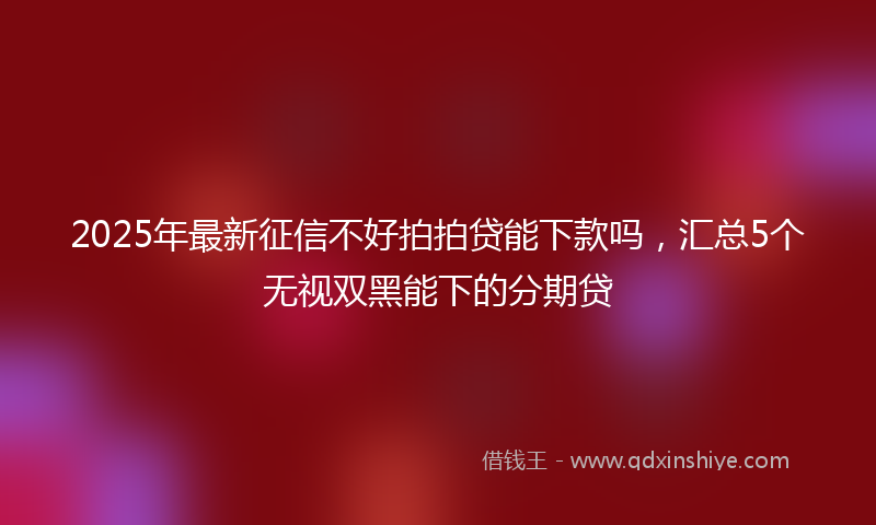 2025年最新征信不好拍拍贷能下款吗，汇总5个无视双黑能下的分期贷