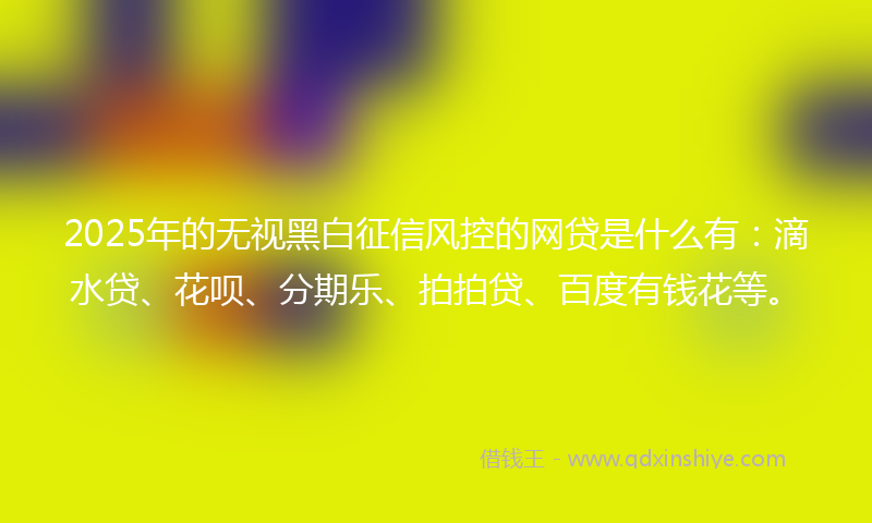 2025年的无视黑白征信风控的网贷是什么有：滴水贷、花呗、分期乐、拍拍贷、百度有钱花等。