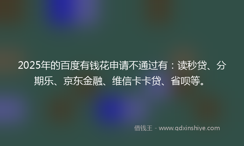 2025年的百度有钱花申请不通过有：读秒贷、分期乐、京东金融、维信卡卡贷、省呗等。