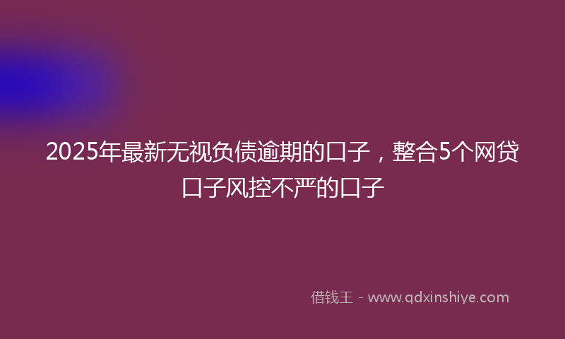 2025年最新无视负债逾期的口子，整合5个网贷口子风控不严的口子