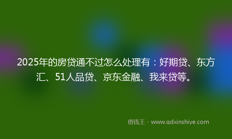 2025年的房贷通不过怎么处理有：好期贷、东方汇、51人品贷、京东金融、我来贷等。