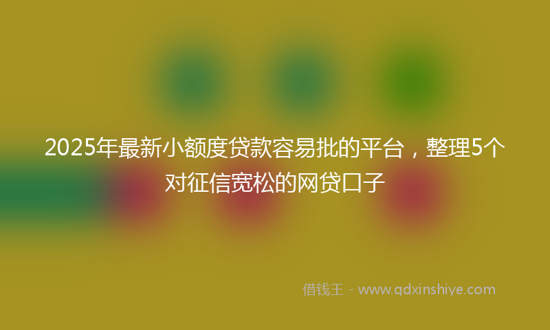 2025年最新小额度贷款容易批的平台，整理5个对征信宽松的网贷口子