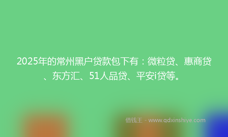 2025年的常州黑户贷款包下有：微粒贷、惠商贷、东方汇、51人品贷、平安i贷等。