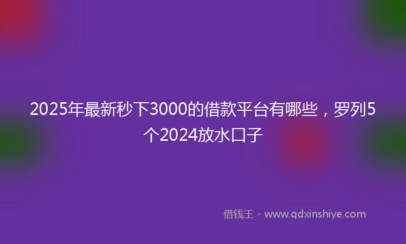 2025年最新秒下3000的借款平台有哪些，罗列5个2024放水口子