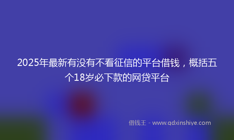 2025年最新有没有不看征信的平台借钱，概括五个18岁必下款的网贷平台