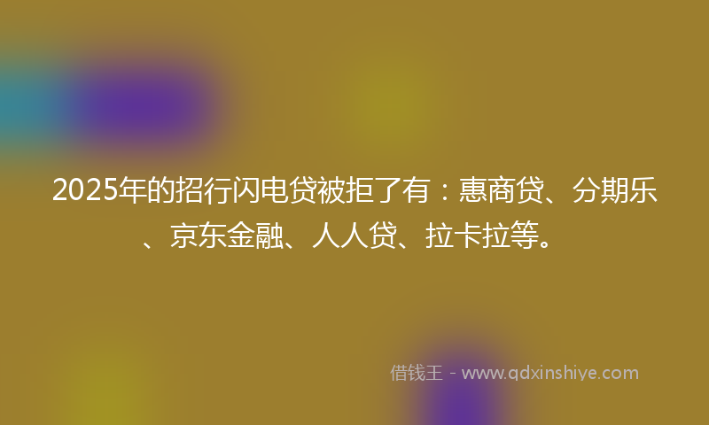 2025年的招行闪电贷被拒了有：惠商贷、分期乐、京东金融、人人贷、拉卡拉等。