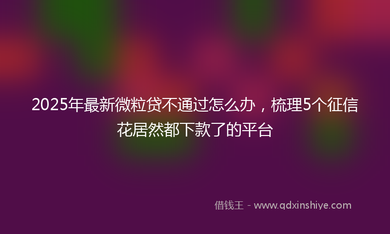 2025年最新微粒贷不通过怎么办，梳理5个征信花居然都下款了的平台