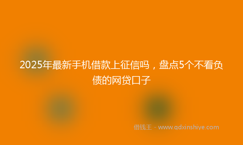 2025年最新手机借款上征信吗，盘点5个不看负债的网贷口子