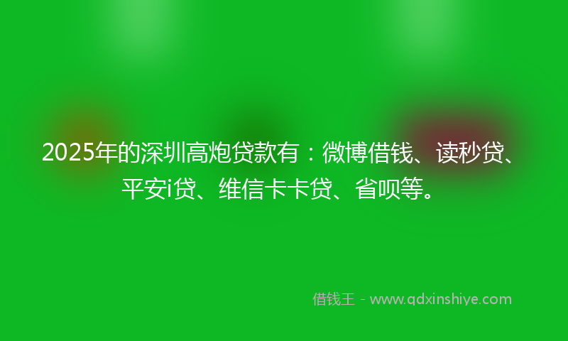2025年的深圳高炮贷款有：微博借钱、读秒贷、平安i贷、维信卡卡贷、省呗等。