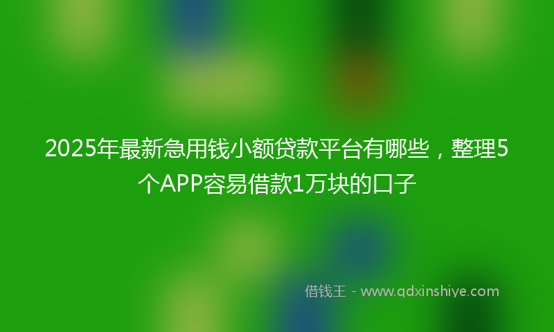 2025年最新急用钱小额贷款平台有哪些，整理5个APP容易借款1万块的口子