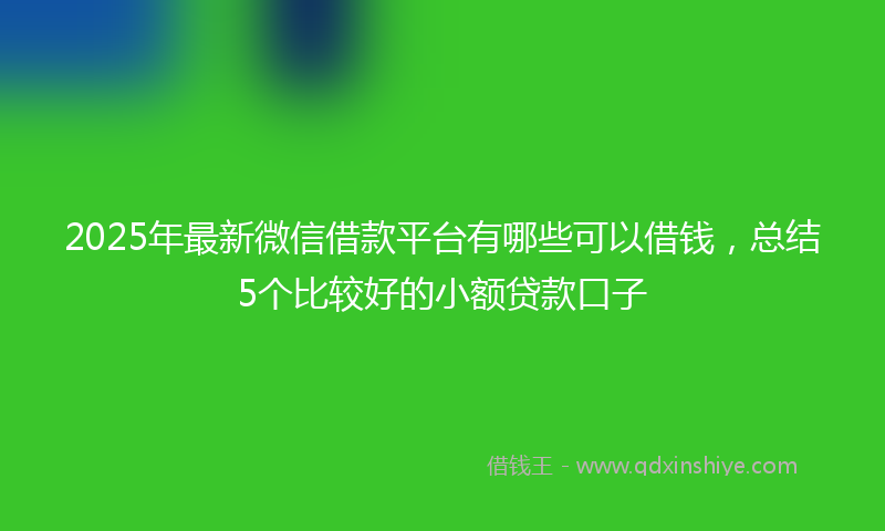 2025年最新微信借款平台有哪些可以借钱，总结5个比较好的小额贷款口子