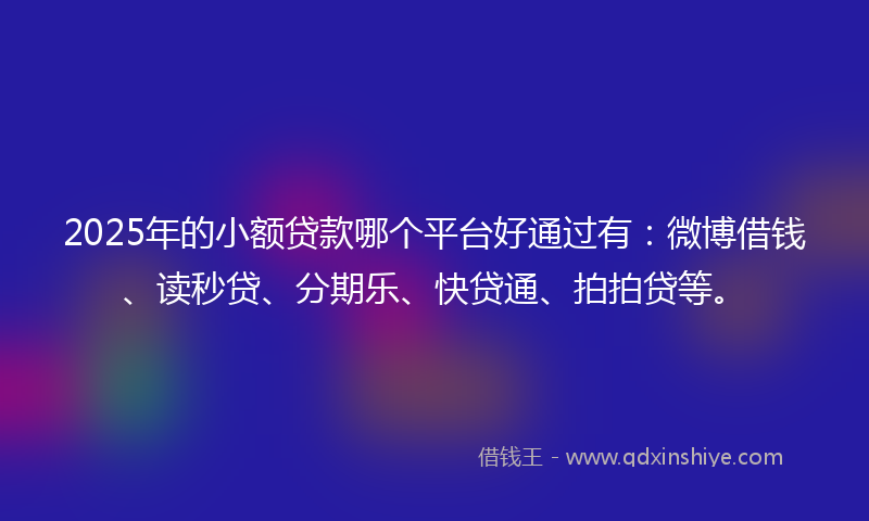 2025年的小额贷款哪个平台好通过有：微博借钱、读秒贷、分期乐、快贷通、拍拍贷等。