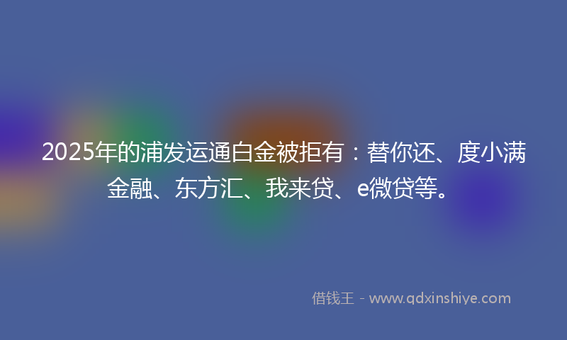 2025年的浦发运通白金被拒有：替你还、度小满金融、东方汇、我来贷、e微贷等。