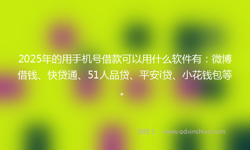 2025年的用手机号借款可以用什么软件有：微博借钱、快贷通、51人品贷、平安i贷、小花钱包等。