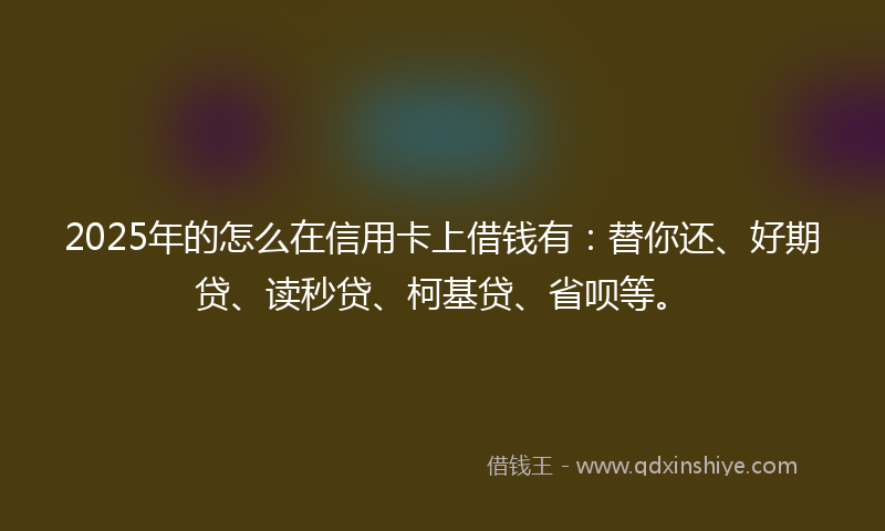 2025年的怎么在信用卡上借钱有：替你还、好期贷、读秒贷、柯基贷、省呗等。